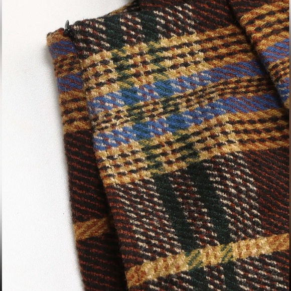 Cider Square Neck Preppy Countryside Tweed Plaid Jumpsuit Overall Wide Leg SZ M - Picture 10 of 16